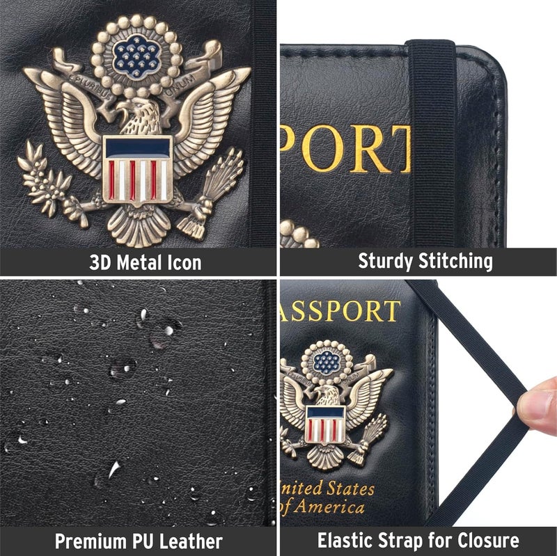 Coowayze Passport Holder Cover for Women Men, Leather US Passport Wallet Case with Vaccine Card Slot for Travel, RFID Passport Book Cover Travel Document Organizer Carrier - Image 5